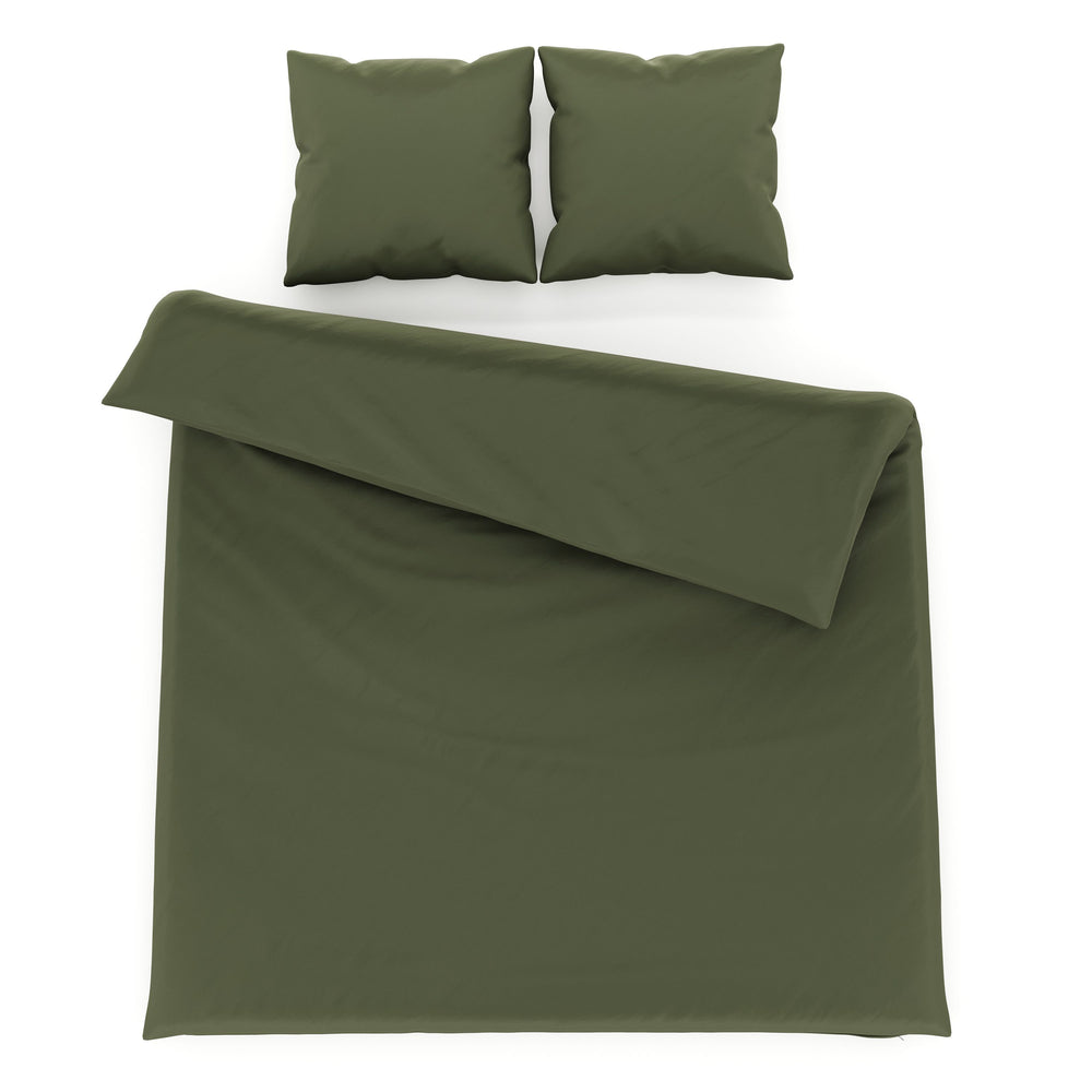Set biancheria da letto 3 pezzi 65 x 65 cm + 200 x 210 cm oliva