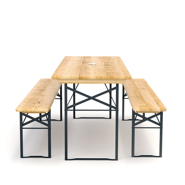 Festbank Bierzeltgarnitur 177 x 46/23 cm mit Schirmloch