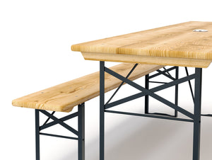 Festbank Bierzeltgarnitur 177 x 46/23 cm mit Schirmloch