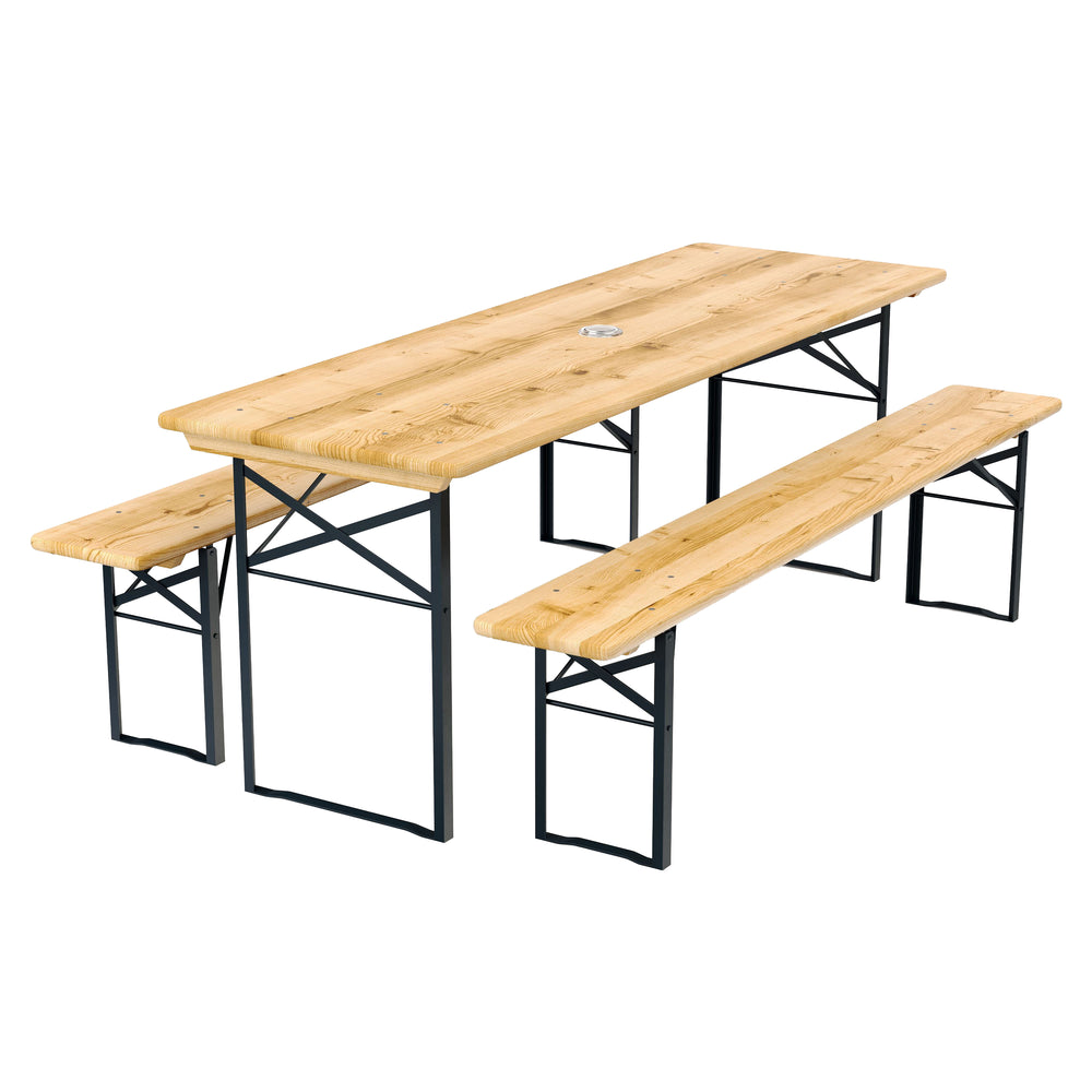 Set da birreria all'aperto con panca 177 x 46/23 cm e foro per ombrellone