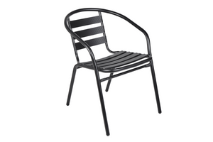 Gartenset mit Tisch rund + 2 Stühlen Aluminium schwarz