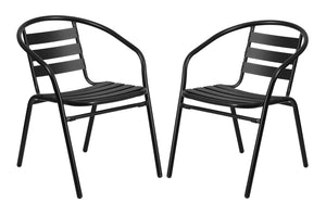 Gartenset mit Tisch rund + 2 Stühlen Aluminium schwarz