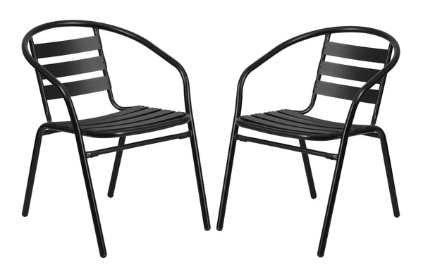 Gartenset mit Tisch rund + 2 Stühlen Aluminium schwarz