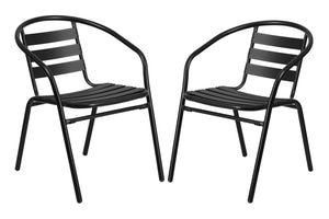 Gartenset mit Tisch eckig + 2 Stühlen Aluminium schwarz