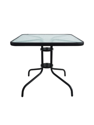 Gartenset mit Tisch eckig + 2 Stühlen Aluminium schwarz