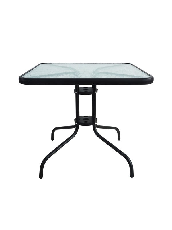 Gartenset mit Tisch eckig + 2 Stühlen Aluminium schwarz