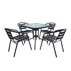 Garden furniture table and garden chairs black