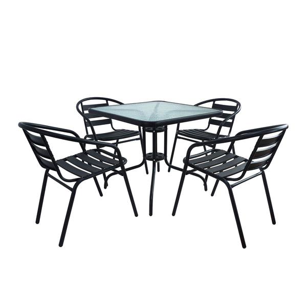 Garden furniture table and garden chairs black