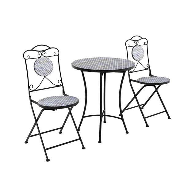 Bistroset MOSAIK 3-teilig Perle blau/grau