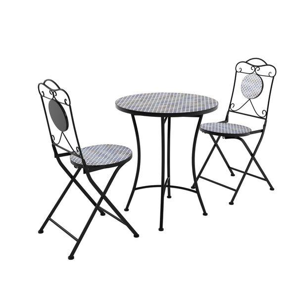 Bistroset MOSAIK 3-teilig Perle blau/grau