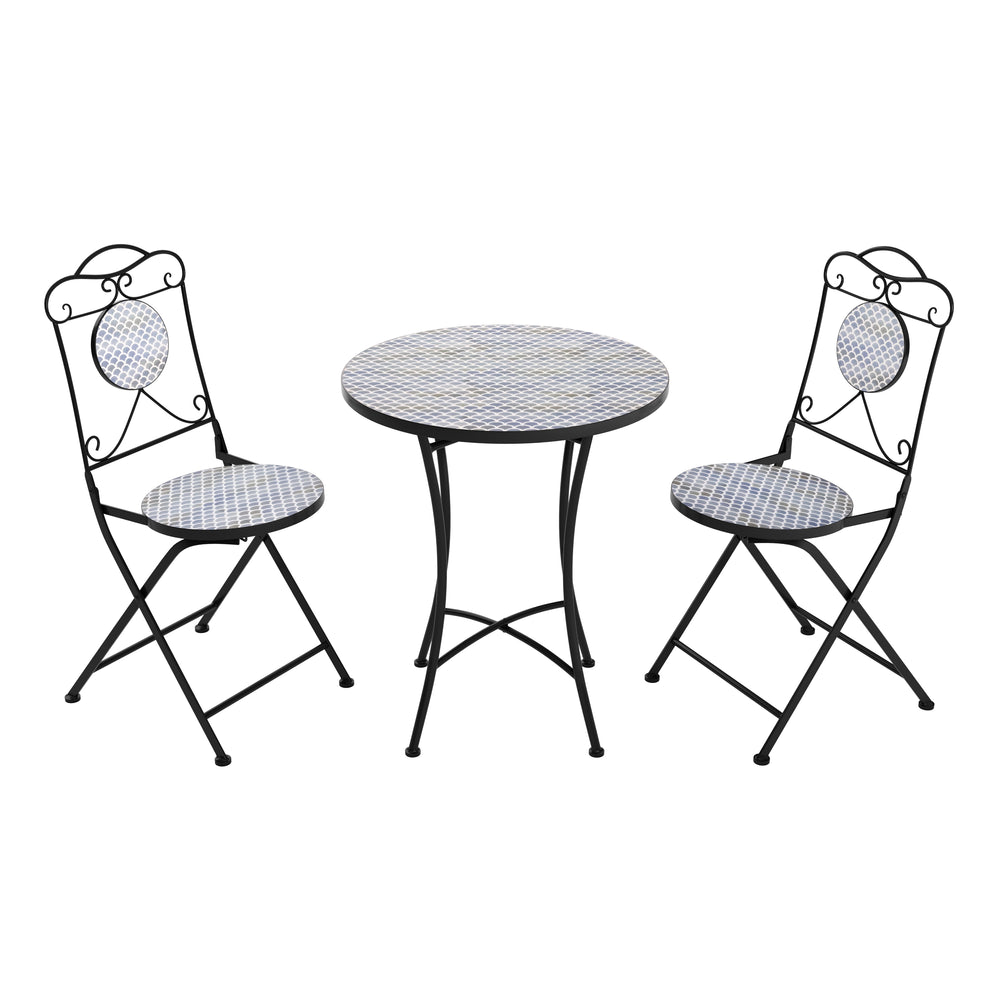 Bistroset MOSAIK 3-teilig Perle blau/grau