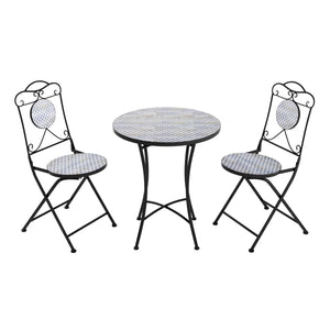 Bistroset MOSAIK 3-teilig Perle blau/grau