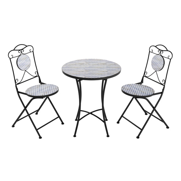 Bistroset MOSAIK 3-teilig Perle blau/grau