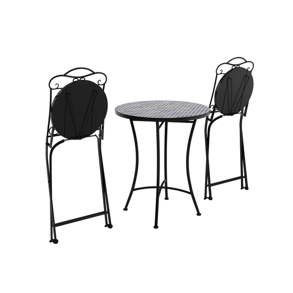 Bistroset MOSAIK 3-teilig Perle blau/grau
