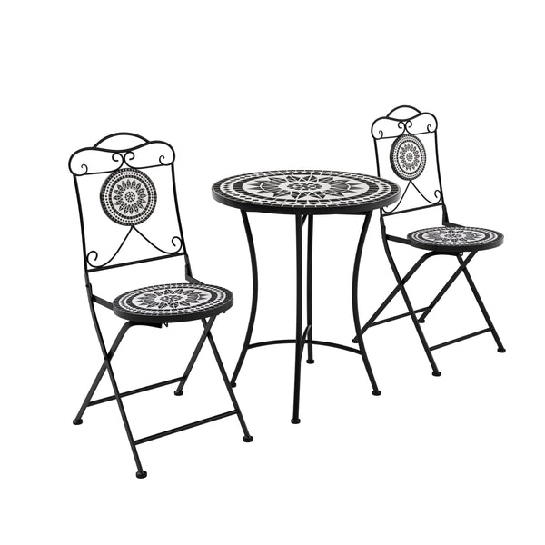 Bistroset MOSAIK 3-teilig schwarz/weiss