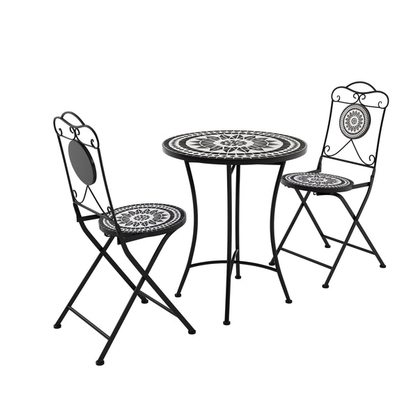 Bistroset MOSAIK 3-teilig schwarz/weiss