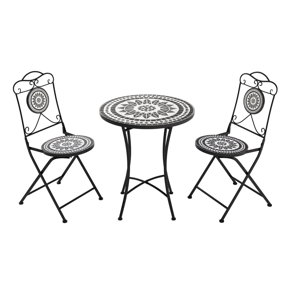 Bistroset MOSAIK 3-teilig schwarz/weiss