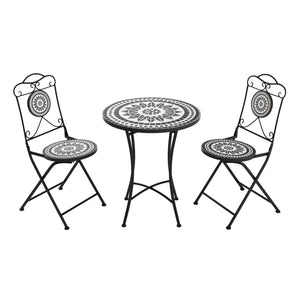 Bistroset MOSAIK 3-teilig schwarz/weiss