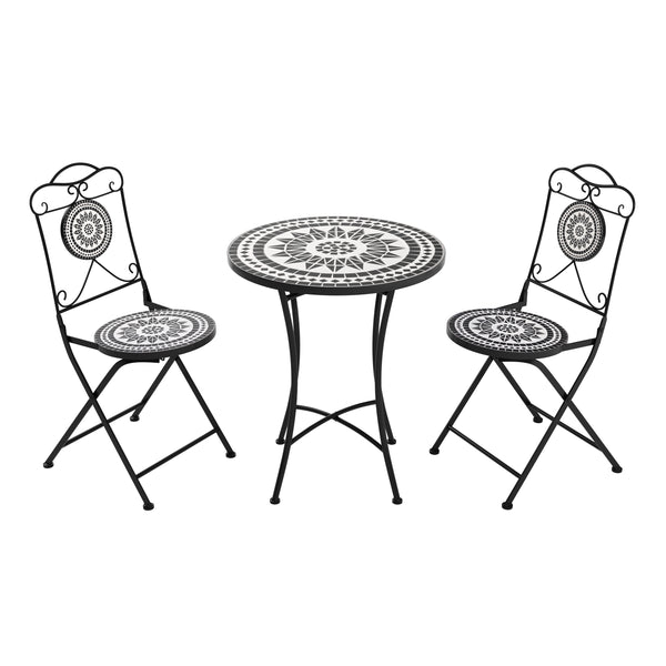 Bistroset MOSAIK 3-teilig schwarz/weiss