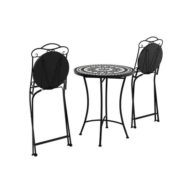 Bistroset MOSAIK 3-teilig schwarz/weiss
