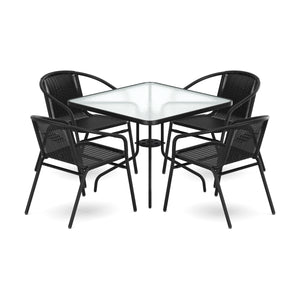 Gartenmöbel Tisch und Stühle schwarz