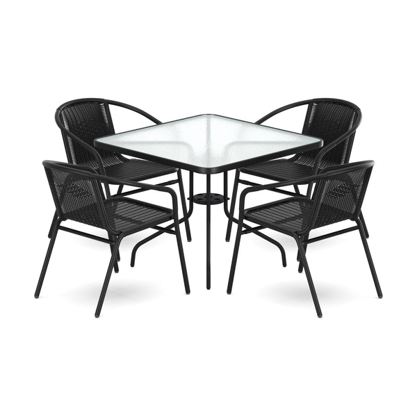 Gartenmöbel Tisch und Stühle schwarz