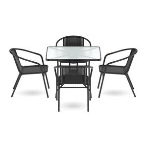 Gartenmöbel Tisch und Stühle schwarz