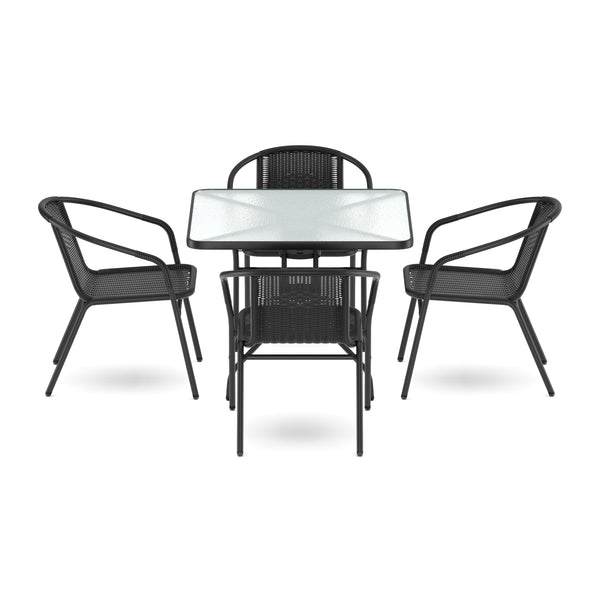 Gartenmöbel Tisch und Stühle schwarz