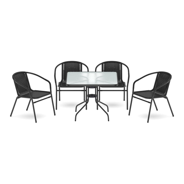 Gartenmöbel Tisch und Stühle schwarz
