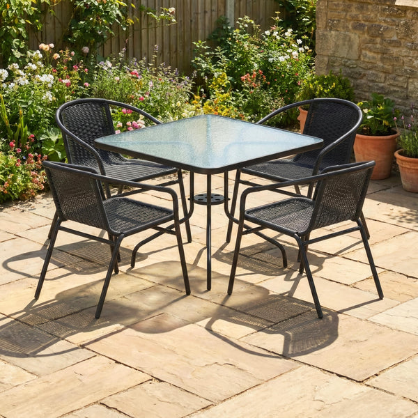 Gartenmöbel Tisch und Stühle schwarz