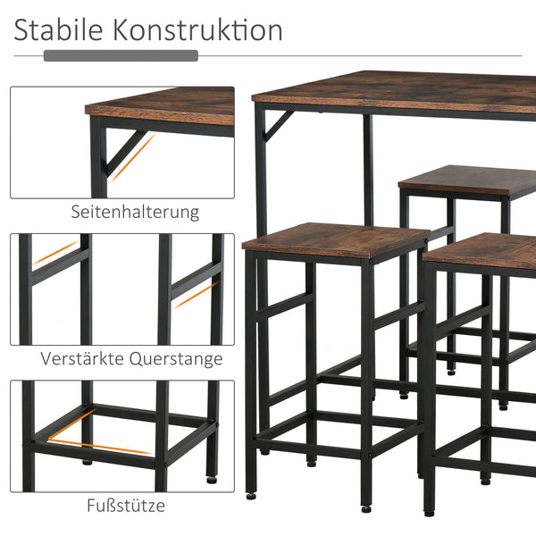 Bistrotisch Set Stehtisch Küchentisch mit 4 Barhocker