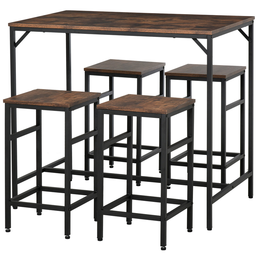Set tavolo da bistrot, tavolo alto, tavolo da cucina con 4 sgabelli da bar