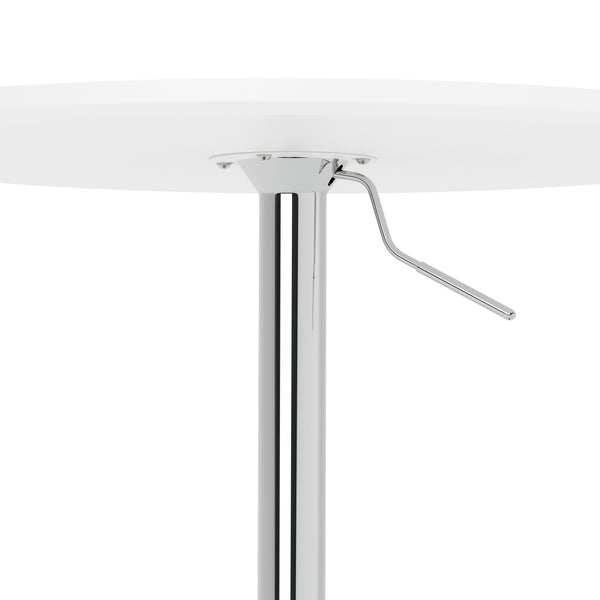Bistrotisch Stehtisch ENZO rund 60 x 56 - 78 cm weiss/silber