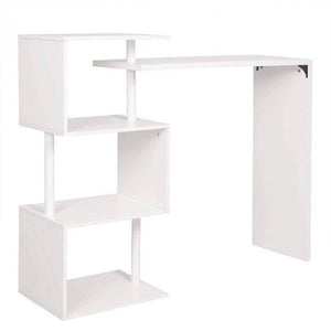 Bartisch mit 3 Ablageflächen aus Metall & MDF, drehbar weiss
