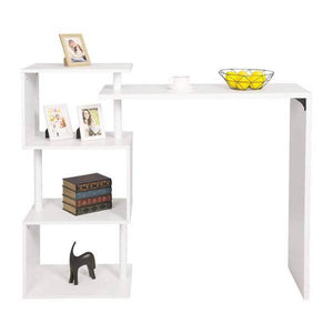 Bartisch mit 3 Ablageflächen aus Metall & MDF, drehbar weiss