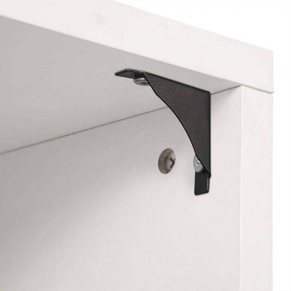 Bartisch mit 3 Ablageflächen aus Metall & MDF, drehbar weiss
