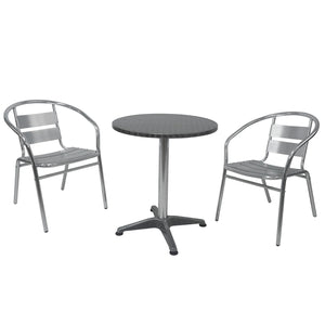 Bistrotisch mit 2 Stühlen Aluminium silber