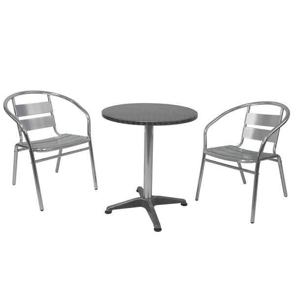 Bistrotisch mit 2 Stühlen Aluminium silber