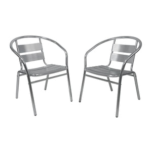 Bistrotisch mit 2 Stühlen Aluminium silber
