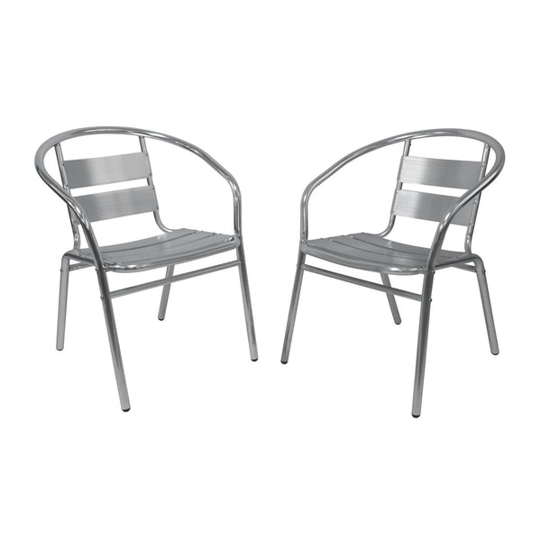 Bistrotisch mit 2 Stühlen Aluminium silber