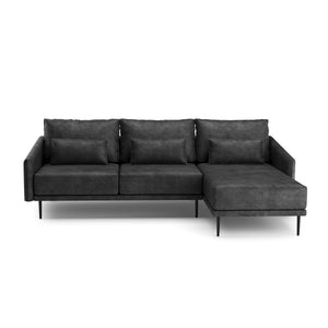 Ecksofa Leder LIV rechts anthrazit