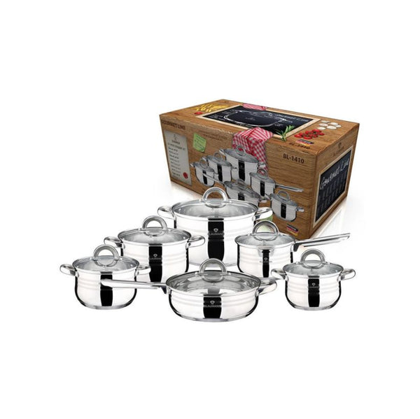 Set di pentole in acciaio inox Blaumann da 17 pezzi + utensili da cucina Gourmet Line
