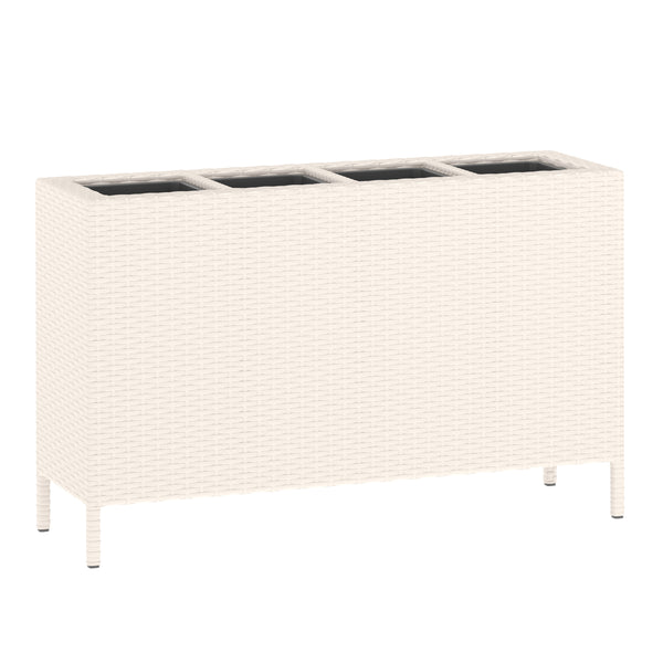 Hochbeet Rattan mit 4 Töpfen 100 x 30 x 60 cm beige