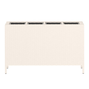 Hochbeet Rattan mit 4 Töpfen 100 x 30 x 60 cm beige
