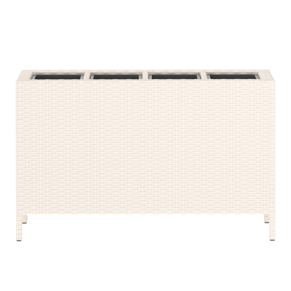 Hochbeet Rattan mit 4 Töpfen 100 x 30 x 60 cm beige