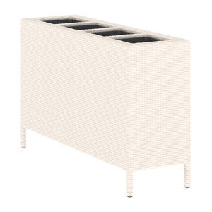 Hochbeet Rattan mit 4 Töpfen 100 x 30 x 60 cm beige
