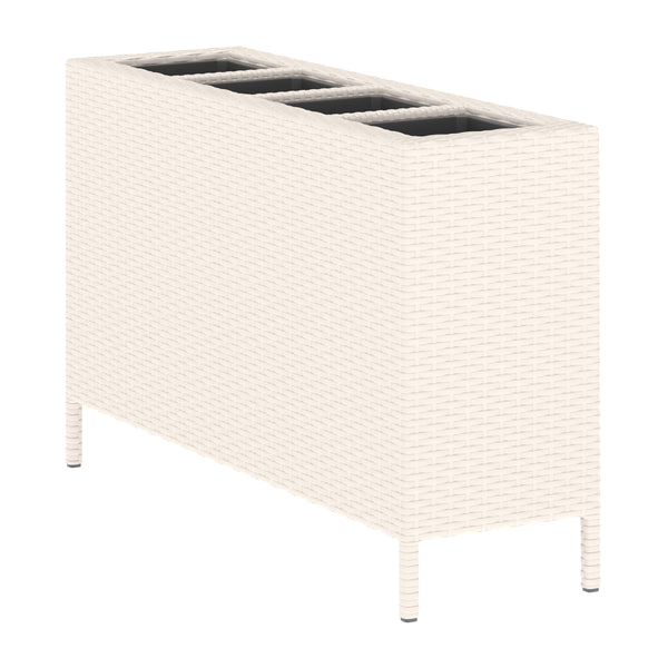 Hochbeet Rattan mit 4 Töpfen 100 x 30 x 60 cm beige