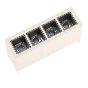 Hochbeet Rattan mit 4 Töpfen 100 x 30 x 60 cm beige