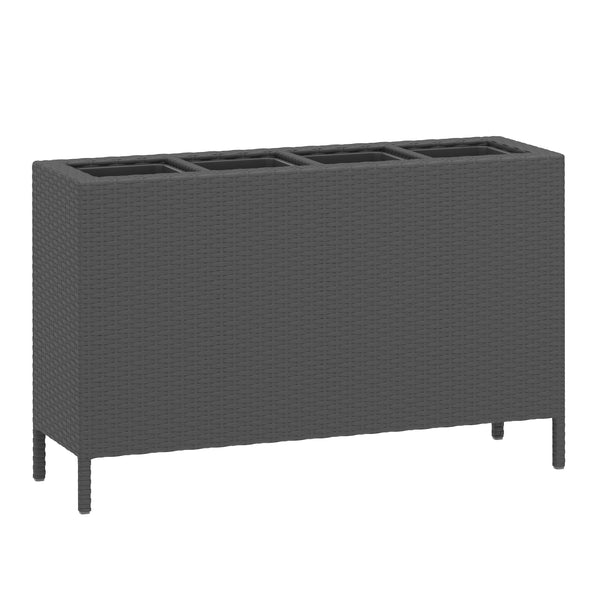Hochbeet Rattan mit 4 Töpfen 100 x 30 x 60 cm schwarz