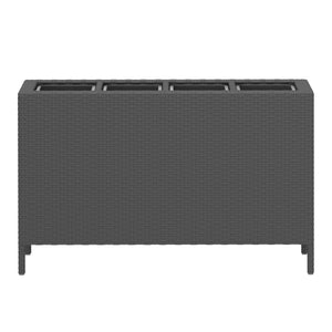 Hochbeet Rattan mit 4 Töpfen 100 x 30 x 60 cm schwarz